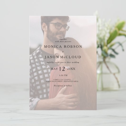 Klassieke minimalistische Casual bruiloft Invi met Kaart (Staand voorkant)
