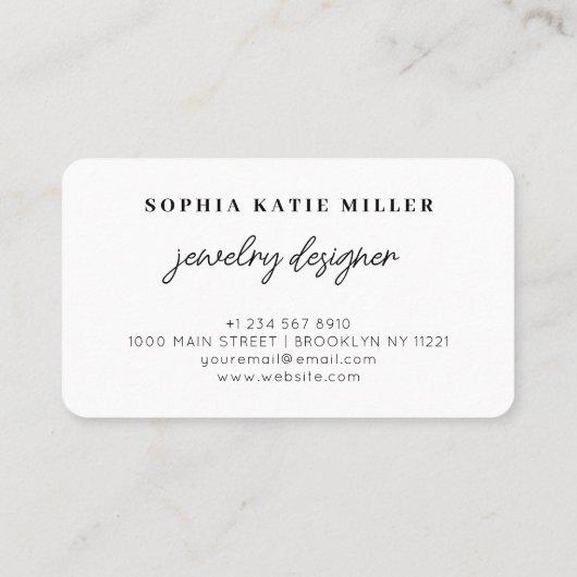 Klassieke minimalistische chique handgemaakte sier visitekaartje (Achterkant)