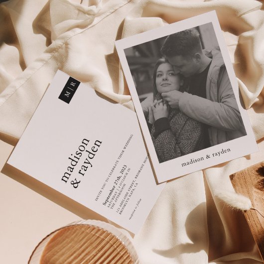 Klassieke minimalistische eenvoudige monogram foto kaart