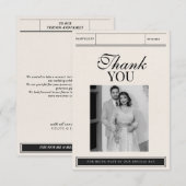 Klassieke minimalistische elegante foto bruiloft bedankkaart (Voorkant / Achterkant)