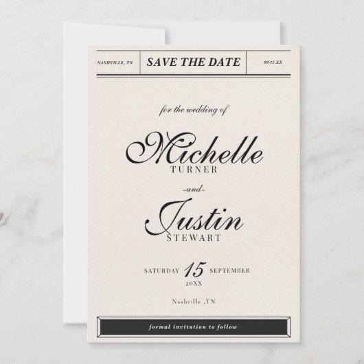 Klassieke Minimalistische Elegante Foto Bruiloft S Save The Date (Voorkant)