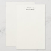 Klassieke Minimalistische Elegante Naam Zwart Wit Briefpapier (Voorkant / Achterkant)