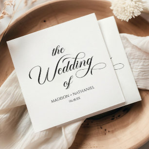 Klassieke minimalistische elegante script bruiloft servet