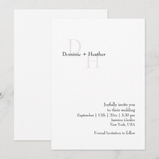 KLASSIEKE minimalistische elegantie bruiloft Kaart (Voorkant / Achterkant)