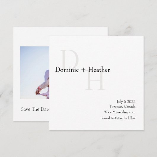 KLASSIEKE minimalistische elegantie met foto Save The Date (Voorkant / Achterkant)