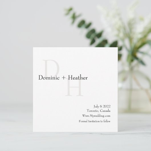 KLASSIEKE minimalistische elegantie met foto Save The Date (Staand voorkant)