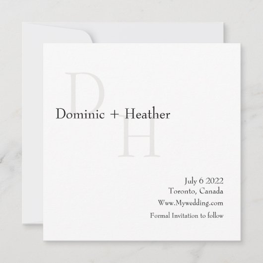 KLASSIEKE minimalistische elegantie met foto Save The Date (Voorkant)