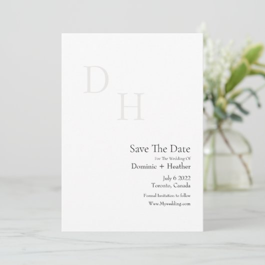 KLASSIEKE minimalistische elegantie met foto Save The Date (Staand voorkant)