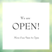 KLASSIEKE Minimalistische Elegantie Wij zijn open Raamsticker (Vel 3)