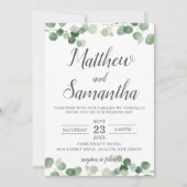 Klassieke minimalistische eucalyptus groen bruilof kaart (Voorkant)