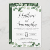 Klassieke minimalistische eucalyptus groen bruilof kaart (Voorkant / Achterkant)