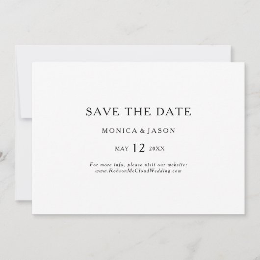 Klassieke minimalistische foto horizontaal save the date (Voorkant)