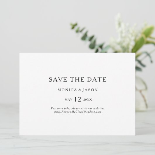 Klassieke minimalistische foto horizontaal save the date (Staand voorkant)