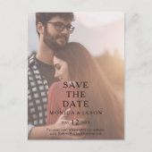 Klassieke Minimalistische Foto Save The Date Postk Uitnodiging Briefkaart (Voorkant)