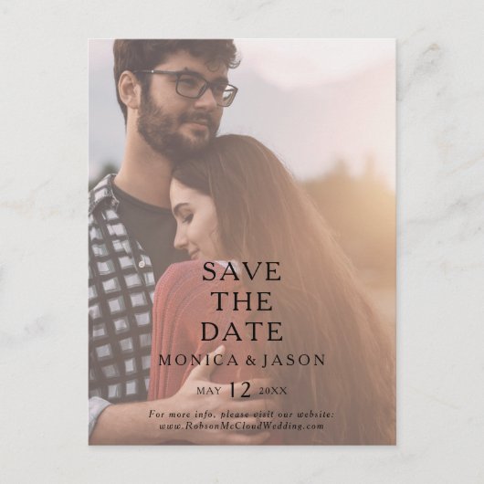 Klassieke Minimalistische Foto Save The Date Postk Uitnodiging Briefkaart (Voorkant)