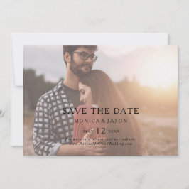 Klassieke, minimalistische, gevilde foto horizonta save the date