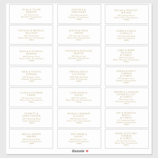 Klassieke, minimalistische Gold Guest-Adresetikett Sticker (Vel)