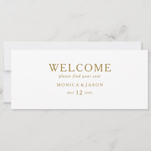 Klassieke minimalistische Gold Seating Chart Heade (Achterkant)