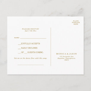 Klassieke minimalistische Gold Song Request RSVP B Briefkaart