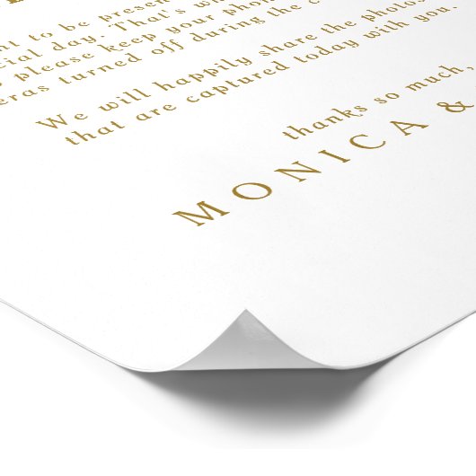 Klassieke minimalistische Gold Unplugged Ceremony  Poster (Hoek)