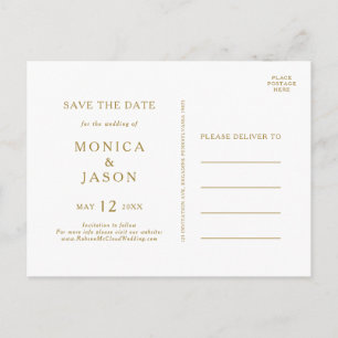 Klassieke Minimalistische Gouden Bewaar De Datum P Uitnodiging Briefkaart