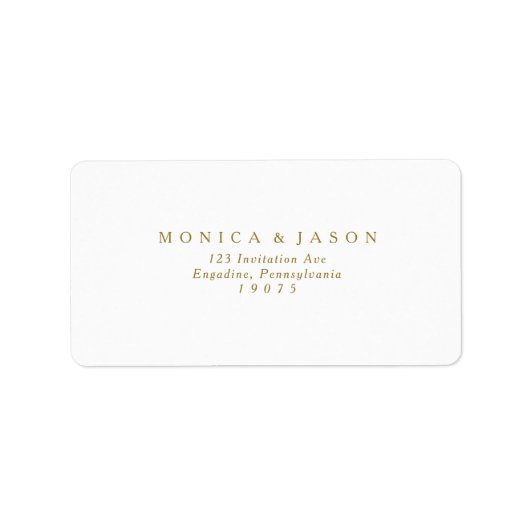 Klassieke minimalistische gouden bruiloft RSVP-adr Etiket (Voorkant)