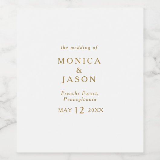 Klassieke minimalistische gouden bruiloft wijn lab wijn etiket (Enkel label)