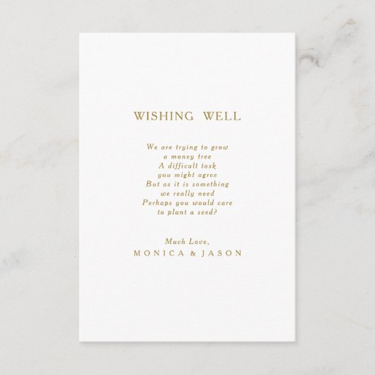 Klassieke Minimalistische Gouden Bruiloft Wishing  Informatiekaartje (Voorkant)