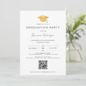 Klassieke minimalistische gouden QR code afstudeer Kaart (Staand voorkant)