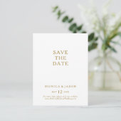 Klassieke Minimalistische Gouden Save The Date-ans Uitnodiging Briefkaart (Staand voorkant)