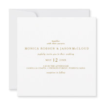 Klassieke minimalistische gouden vierkante bruilof