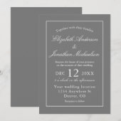Klassieke minimalistische grijze bruiloft kaart (Voorkant / Achterkant)