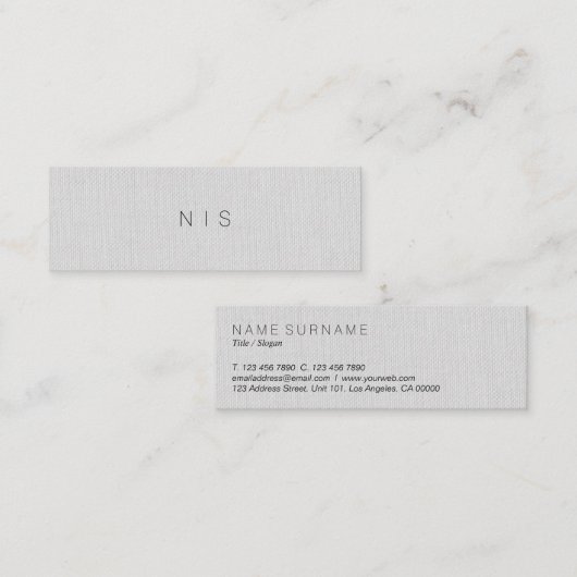 Klassieke minimalistische grijze Linen achtergrond Mini Visitekaartje (Voorkant / Achterkant)