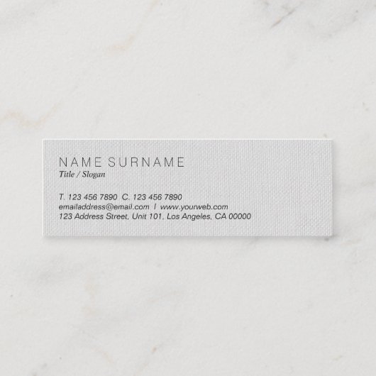Klassieke minimalistische grijze Linen achtergrond Mini Visitekaartje (Achterkant)