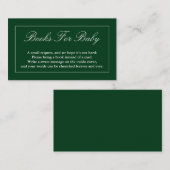 Klassieke minimalistische groene boeken voor Baby Informatiekaartje (Voorkant / Achterkant)