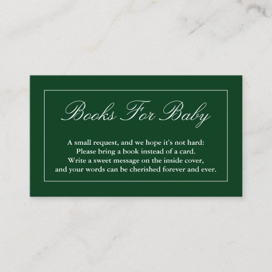 Klassieke minimalistische groene boeken voor Baby Informatiekaartje (Voorkant)