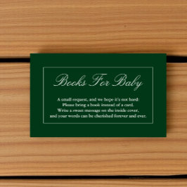 Klassieke minimalistische groene boeken voor Baby Informatiekaartje