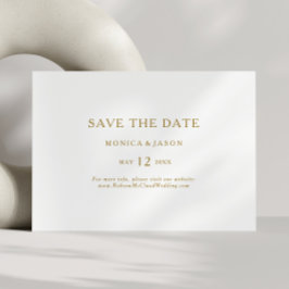 Klassieke, minimalistische, horizontale Gold Save  The Date
