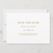 Klassieke, minimalistische, horizontale Gold Save  The Date (Voorkant)