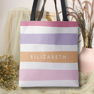 Klassieke minimalistische Kleurrijke Zomer Stripes Tote Bag