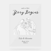 Klassieke Minimalistische Line Art Wedding Welkom Acryl Bord (Voorkant)