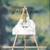 Klassieke Minimalistische Line Art Wedding Welkom Acryl Bord (Neutraal)