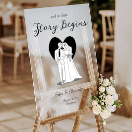 Klassieke Minimalistische Line Art Wedding Welkom Acryl Bord