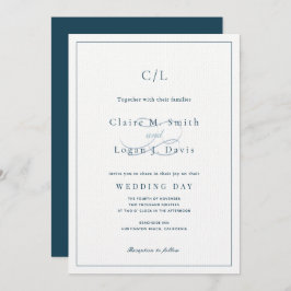 Klassieke minimalistische marine blauw monogram br kaart