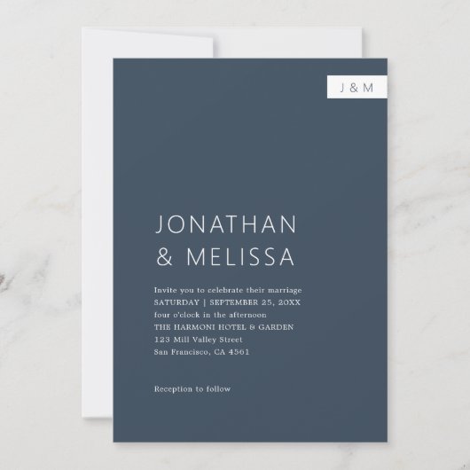 Klassieke minimalistische marine blauw monogram br kaart (Voorkant)