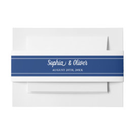 Klassieke minimalistische marine blauwe bruiloft u uitnodigingen wikkel