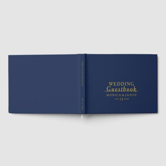 Klassieke minimalistische marineblauw | Gold Guest Gastenboek (Volledig)