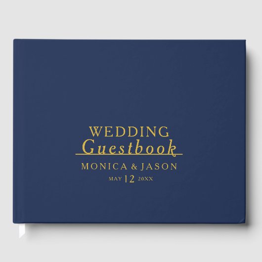 Klassieke minimalistische marineblauw | Gold Guest Gastenboek (Voorkant)