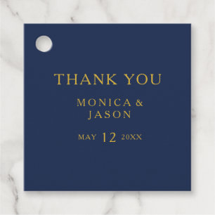 Klassieke minimalistische marineblauw Gold Harte Bedankjes Labels