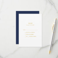 Klassieke minimalistische marineblauw | Gold RSVP-